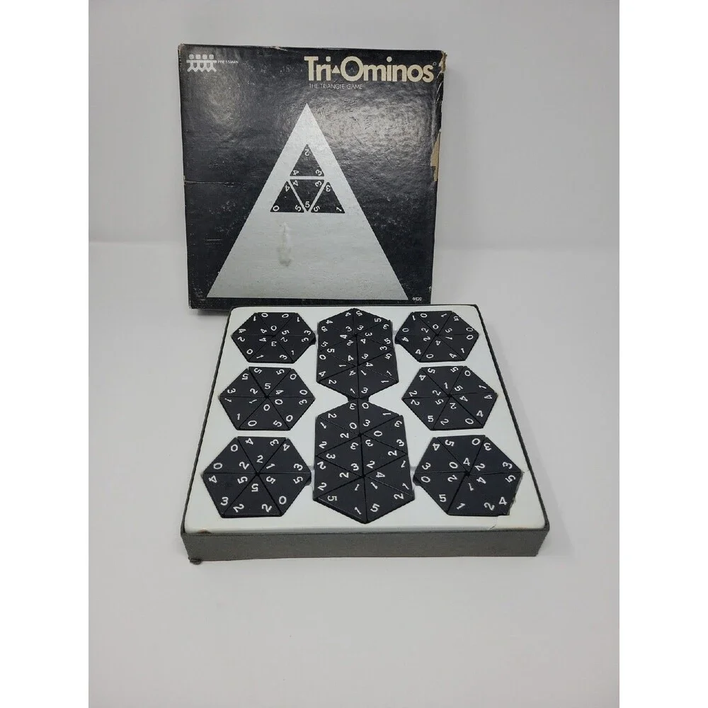 Vintage TRI-OMINOS Triangle Domino Board Game 4420 Pressman Complete